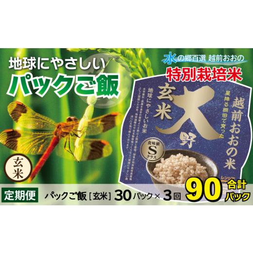 ふるさと納税 福井県 大野市 地球にやさしいパックご飯 30食入り× 3回　計90食　減農薬・減化学肥料 「特別栽培米」