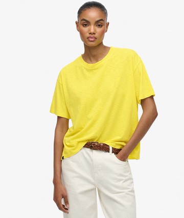 Superdry Women's Studios Crew T-shirt Yellow Size: 10