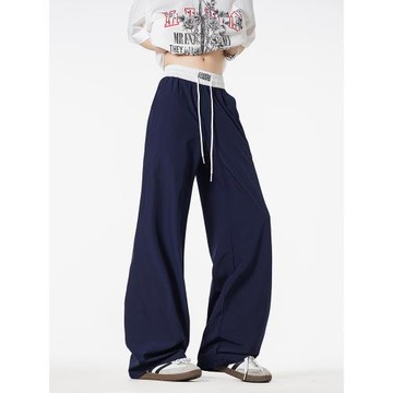 NineteenAutumn 夏季冰絲涼感寬松直筒休閑褲長褲輕薄款男褲潮流