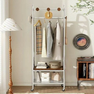 衣帽架落地臥室掛衣架中古簡易置物架衣服家用客廳立式單桿掛包架