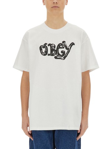 obey logo print t-shirt