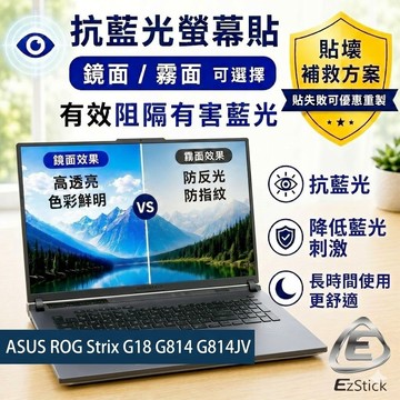 【Ezstick】ASUS ROG Strix G18 G814 G814JV 防藍光螢幕貼｜鏡面/霧面可選｜螢幕保護貼