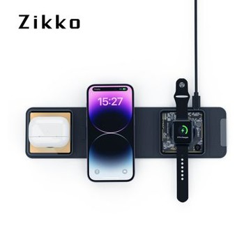 Zikko 四合一皮匣式摺疊磁吸無線充電座ZKUD002_海軍藍