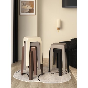 三夢塑料凳子家用可疊放加厚軟包板凳現代簡約客廳餐桌凳備用膠凳