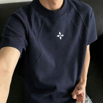 現款免運 大尺碼男裝上衣 純棉T恤 純棉短袖 短袖上衣男 【純棉】韓式潮流正肩短袖男款夏季解構拼接痞帥韓版高級感Re