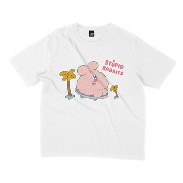 放假中的蠢兔 - 寬版落肩 - 白色