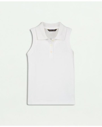 Brooks Brothers Girls Sleeveless Pique Polo Shirt | White | Size 7