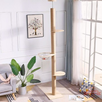 爆款下殺-豪華實木貓爬架通天柱貓架家具貓跳臺貓樹頂天立地貓抓柱松木包郵