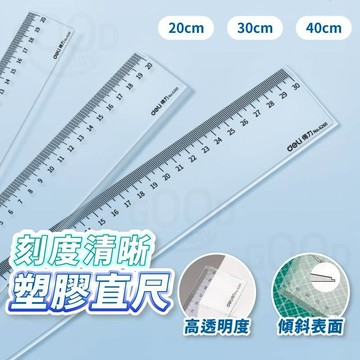 【Gooday✨台灣現貨】得力塑膠直尺 透明尺 透明直尺 學生直尺 繪圖直尺 量角器 文具  無印風直尺 辦公文具