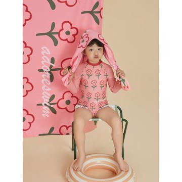 愛多爾女童連體泳衣公主風女孩泳裝原創2024新款可愛女寶連體長袖