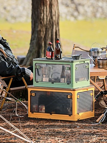 家用四開門收納箱戶外露營野餐可折疊儲物箱車載大容量后備整理箱
