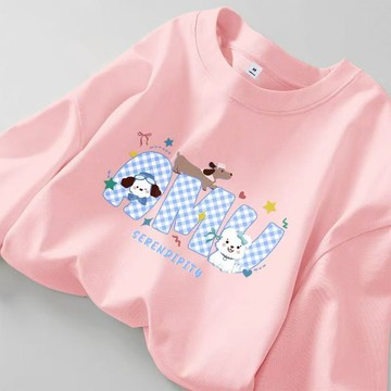 [在臺現貨！當天出】大尺碼女裝上衣  短袖女  夏季女生衣服  oversize T恤  可愛小狗印花t恤  棉t 短袖