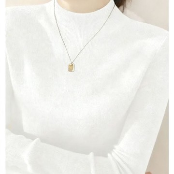 愛依依 針織衫 上衣 毛線衣 套頭 保暖 新款上衣半高領緊身打底衫女洋氣內搭針織衫緊身中領毛衣-12748.