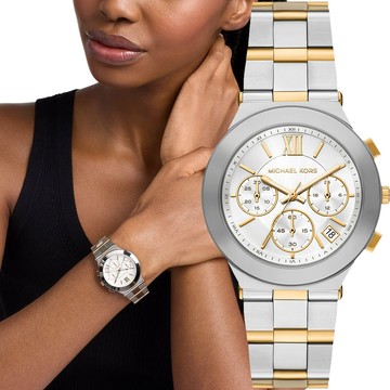 Michael Kors MK Billie 時尚三眼計時女錶-銀/37mm MK7605