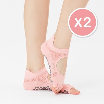 【Clesign】Toe Grip Socks 瑜珈露趾襪 - 春夏新色 - Cherry - 2入組 (瑜珈襪、止滑襪)