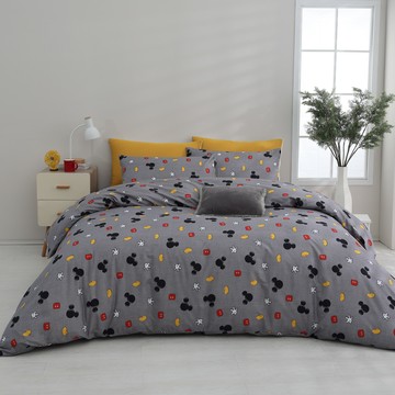 Ishur 伊舒爾 雲絲棉兩用被床包3件組 米奇星球  單人  灰色  床包 + 兩用被套 + 枕套