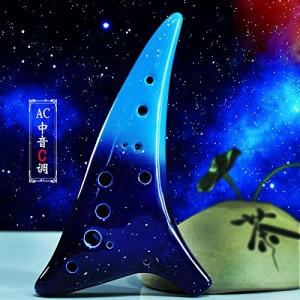 Jinchuan オカリナ 12穴 陶器製管 吹奏楽器 大理石 グラデーション 星空 ハイクオリティー オシャレ アルトC 楽譜付き 初心者 音楽愛好家