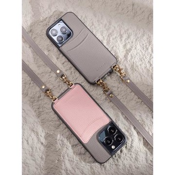 COGURE適用蘋果16/15Promax手機殼女款新款iPhone14/13/12真皮斜挎可背帶掛繩卡包小眾高級感全包防摔掛脖