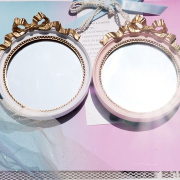 拍攝道具軟妹小公主蝴蝶結復古少女仙女感覺化妝鏡多色入1入