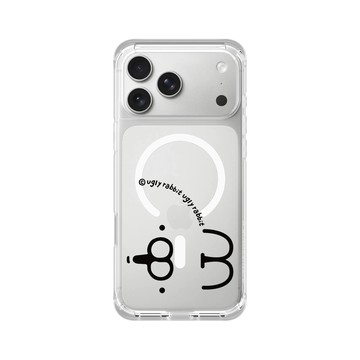 iPhone 17 Pro Max ClearX (MagSafe 兼容) 晶透白 - Ugly Rabbit 醜白兔 - 表情經典款
