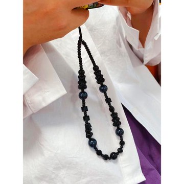 暗黑小熊手機鏈百搭串珠短款小掛繩相機鑰匙手機殼掛件配飾ins風