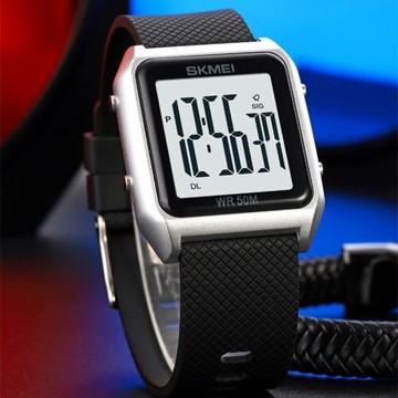 時刻美小方塊多功能青少年初高中學生運動防水電子表男女情侶夜光