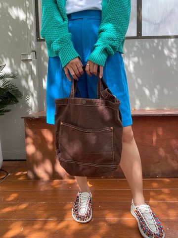 全新可可色小帆布托特包 / 週末旅行袋 / 購物袋