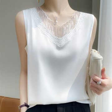 [巴黎精品] 現貨+預購 頂級法式絲質上衣緞面背心名媛絲綢冰絲涼感襯衫天絲無袖女T恤-純色3色a1iz88