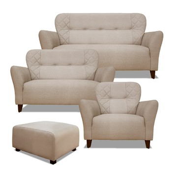 ASSARI-安井1+2+3人座貓抓皮獨立筒沙發(含50x50cm椅凳)薄霧