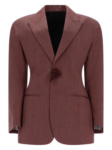 bottega veneta blazer in lana e lino