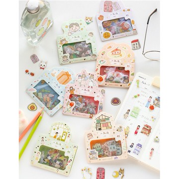 🍋檸檬青🍋 清倉現貨PVC防水材質小期待系列可愛卡通貼紙包12款45枚入貼紙DIY手帳裝飾文創筆記素材