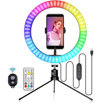 RGB新品補光燈10英寸跑馬LED影視氛圍渲染明肌燈炫彩網紅環形燈