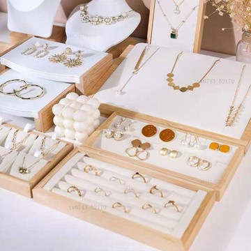 竹木項鍊展示架珠寶飾品展示道具戒指直播陳列首飾展示架高檔輕奢