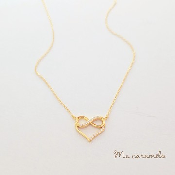 [現貨商品]【焦糖小姐 Ms caramelo】925純銀鍍K黃  愛無限鋯石項鍊