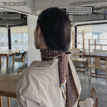 新款蝴蝶結打結絲巾裝飾腰帶氣質腰果花薄款長款絲巾領帶復