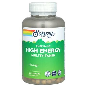 Solaray, 每日一次優效多維生素，無鐵，120 粒素食膠囊