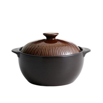 Rihan Line Pot 無裂紋耐熱砂鍋 棕色 18cm  1入