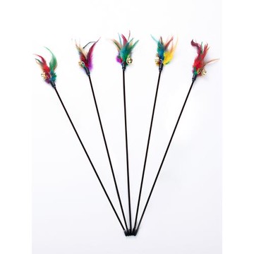 4支裝逗貓棒長桿貓玩具羽毛鈴鐺自嗨幼貓咪斗貓寵物用品解悶神器