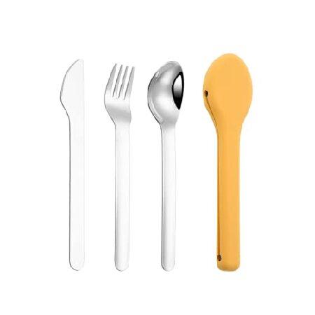 Travel Utensil Flatware Set, Portable Cutlery Set for Travel, School, Work, Camping, Includes Stainless Steel Spoon, Fork, Knife and Silicone Carrying