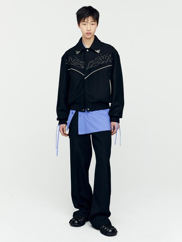 LEMMANS WOOL BLOUSON JACKET (awa553m) [BLACK]