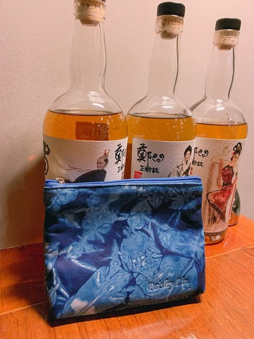 【梁絮皮藝】真皮 皮革化妝包/手工藍染漸層/羊皮/收納包/原創/Se
