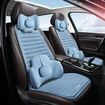汽車坐墊夏季凝膠涼墊單片久坐不熱通風屁屁墊冰絲座椅墊冰涼透氣 商務風格 車用頭枕護肩枕 枕