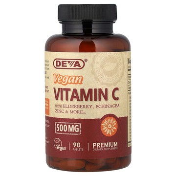 Deva, 全素維生素 C，含接骨木果、鬆果菊、鋅，90 片