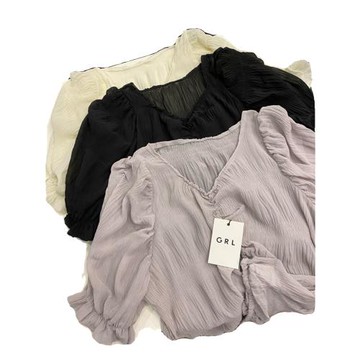 日單尾貨日系小新公主風 女裝套頭短袖可愛紋理雪紡短袖衫打底