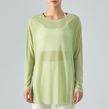 現貨+預購 女 短袖運動服T恤瑜珈服親膚透氣速乾-長袖單側開衩罩衫5色74ld10【獨家進口】【米蘭精品】