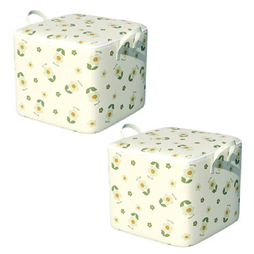 小麥購物 花朵棉被衣物收納袋 L179 100L 綠色花朵 (50 x 40 x 50cm) 加厚無紡布材質  2個