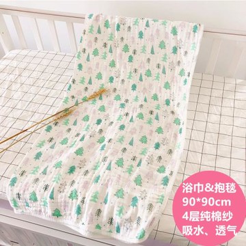 迪尼豆豆嬰兒浴巾 嬰幼兒純棉4層紗布浴巾寶寶大方巾蓋毯柔軟抱被