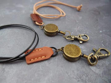 伸縮頸繩/可調整長度/皮革/客製