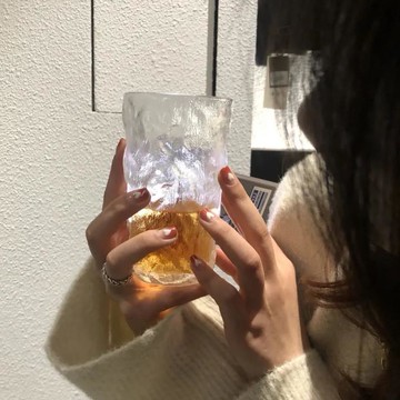 冰川紋仙女杯子ins風高級感玻璃杯家用高顏值杯子水杯果汁杯ins風