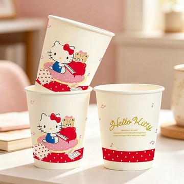 ✨臺灣出貨✨【宜潔】HelloKitty一次性紙杯食品級家用可愛水杯加厚辦公商用杯子